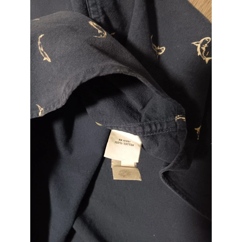 Ralph Lauren Men's Navy‎ Blue Shark Print Short Sleeve Pocket Tunic Size XXL